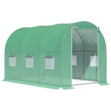 Outsunny Seră de Grădină Tunel Suprafață Sol 6 m&sup2; 3L x 2l x 2H m cadru Tubular renforțat Ușă cu fermoar 6 ferestre &icirc;nrolează Verde | Aosom Romania
