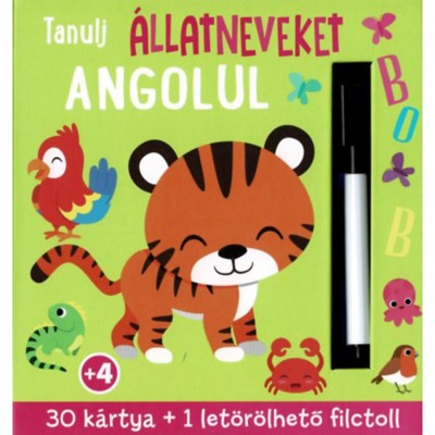 Tanulj &amp;aacute;llatneveket angolul - 30 k&amp;aacute;rtya + 1 let&amp;ouml;r&amp;ouml;lhető filctoll foto