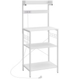 HOMCOM Etajeră de bucătărie cu 2 prize Raft pentru cuptor cu microunde Raft reglabil C&acirc;rlige 60x42x137 cm Alb | Aosom Romania