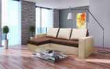 Coltar extensibil Toledo, 226x145x79 cm, 2 lazi depozitare, Reversibil, Bej/Maro, Bedora