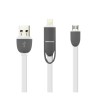 Cablu Date 2 in 1 MRG M-166, iPhone 5/6, Micro USB, Alb, Transfer Rapid, Incarcare, Compatibil Tablete, Telefoane, 1m
