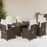 VidaXL Set mobilier de grădină cu perne, 7 piese, maro, poliratan