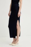 Remain fusta culoarea albastru marin, maxi, drept, 5024981566
