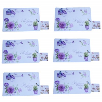 Set suport pahar si farfurie pentru servirea mesei, model Pufo Elegant taste, 6 bucati foto