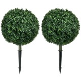 HOMCOM Buxus artificial set de 2, realist, rezistent la intemperii, ușor de &icirc;ntreținut, 70 cm | Aosom Romania