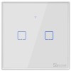 Intrerupator inteligent cu touch Sonoff T0 EU TX, Wireless, 2 canale, compatibil iOS/Android, Amazon Alexa/Google Assistant, sticla, Alb, Smart