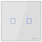 Intrerupator inteligent cu touch Sonoff T0 EU TX, Wireless, 2 canale, compatibil iOS/Android, Amazon Alexa/Google Assistant, sticla, Alb