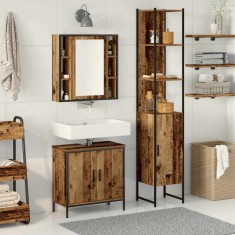 vidaXL Unități de vanitate pentru baie 3 pcs Maro 33 x 33 x 185.5 cm 3332554