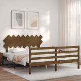 Cadru de pat cu tablie, maro miere, 160x200 cm, lemn masiv GartenMobel Dekor, vidaXL