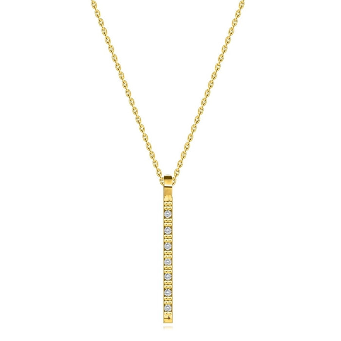 Colier cu diamante din aur galben de 14K - bandă &icirc;ngustă cu diamante rotunde