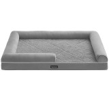 FEANDREA Pat ortopedic pentru caini, cu margini inaltate si husa detasabila, 120x85x20 cm, gri deschis Household NewTrend