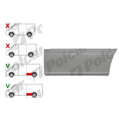 Segment reparatie aripa spate Mercedes Sprinter 209-524, 07.2006-06.2018, Vw Crafter (2e), 12.2005-04.2017, Lungime, Extra Lung, Spatiu Incarcare L=4 foto