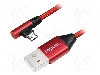 Cablu USB A mufa, USB B micro mufa (in unghi), USB 2.0, lungime 0.3m, ro&amp;#351;u, LOGILINK - CU0149