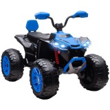 AIYAPLAY Quad electric pentru copii 24V, 2 locuri, 2 motoare, suspensii, USB/MP3, faruri, albastru, 3-8 ani | Aosom Romania