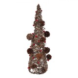 Brad Decorativ de Crăciun, Conic, LED, Lumină Alb Caldă, 13x48 cm, 15 Becurii, Oem