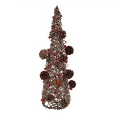 Brad Decorativ de Crăciun, Conic, LED, Lumină Alb Caldă, 13x48 cm, 15 Becurii