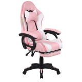 Cumpara ieftin Scaun gaming cu iluminare led roz alb Jovela 65x65x114-124 cm