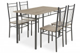 Set masa si 4 scaune Roza, Pakoworld, 120x70x75 cm, MDF, sonoma