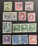 Suedia (Regatul Suediei / Sverige) 1874&ndash;1966 - Set de 12 Timbre Clasice &bdquo;Leul Regal- 1 Triptic + 1 Pereche Ștampilate / Anulate - Cod: -PV1