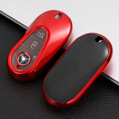 Husa Cheie Smartkey Mercedes Benz 3 Butoane Rosie TPU+PC S Class W223 2020 2021 AutoProtect KeyCars foto