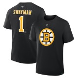 Boston Bruins tricou de bărbați Jeremy Swayman #1 Stack Logo Name &amp;amp; Number 2025/2026 Season - M