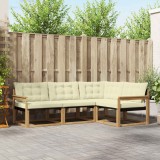vidaXL Set de canapele de exterior cu pernă 4 pcs Alb și crem 3388628
