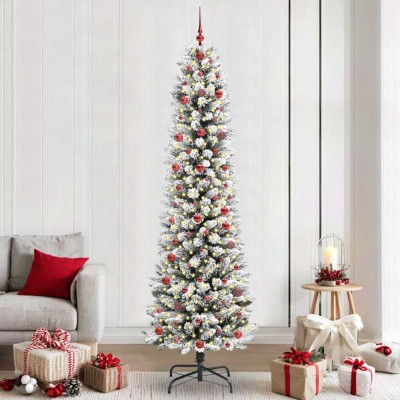 vidaXL Brad de Crăciun artificial cu 300 LED Verde și alb 240 cm 3396129 foto