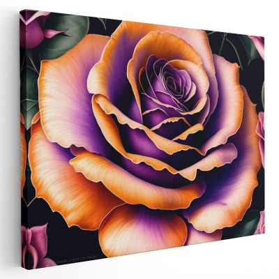 Tablou floare trandafir detaliu mov 1657 Tablou canvas pe panza CU RAMA 60x90 cm foto