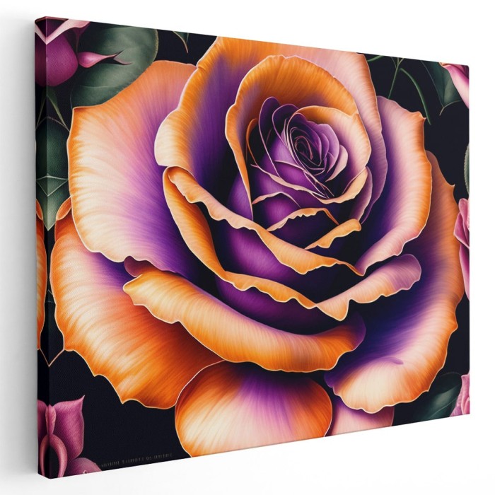 Tablou floare trandafir detaliu mov 1657 Tablou canvas pe panza CU RAMA 60x90 cm