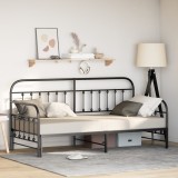 Cadru de pat vidaXL cu pat suplimentar negru 90x190 cm din oțel