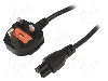 Cablu alimentare AC, 1.8m, 3 fire, culoare negru, BS 1363 (G) mufa, IEC C5 mama, SUNNY - C5G18