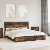 vidaXL Pat cu storage Stejar fumuriu 180 x 200 cm Lemn compozit 3409896