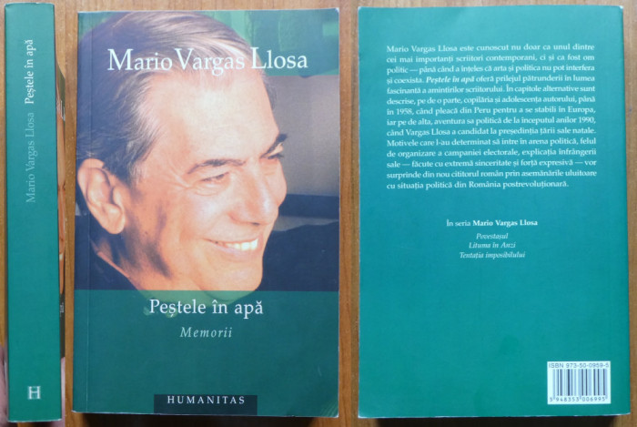 Mario Vargas Llosa , Pestele in apa ; Memorii , 1993 , cu autograful autorului