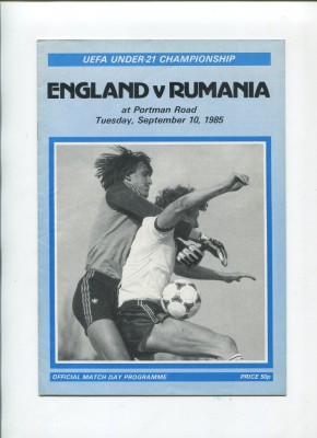 Program oficial Anglia - Rom&amp;acirc;nia 1985 U-21 foto
