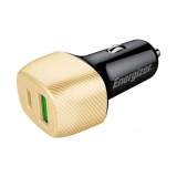 Incarcator auto Energizer PowerDelivery, 38W QC 3.0, 1 USB A + 1 USB C, Negru/Auriu