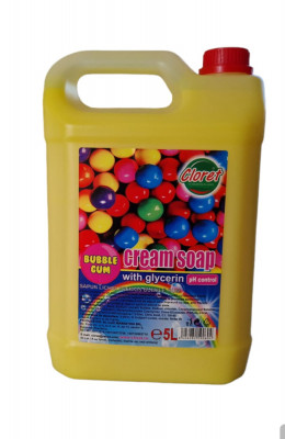 Sapun lichid maini, Bubble Gum, cu glicerina, PH - control, 5L, Cloret foto