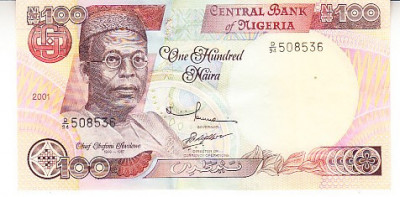 M1 - Bancnota foarte veche - Nigeria - 100 naira - 2001 foto