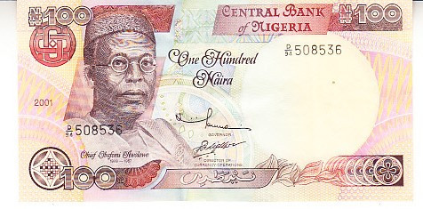 M1 - Bancnota foarte veche - Nigeria - 100 naira - 2001