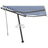 vidaXL Copertină autonomă retractabilă manual albastru&amp;alb 350x250 cm 3069716