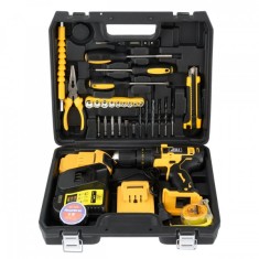 Trusa 30 Accesorii si Bormasina cu Percutie si 2 Acumulatori 24V JRH foto