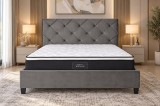 Cumpara ieftin Pat Hypnotic 180x200 cm Gri Catifea Tapitata cu Somiera Inclusa - Elegant si Confortabil