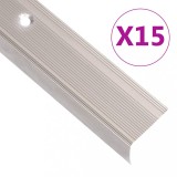 VidaXL Profile trepte &icirc;n formă de L, 15 buc. șampanie 100 cm aluminiu