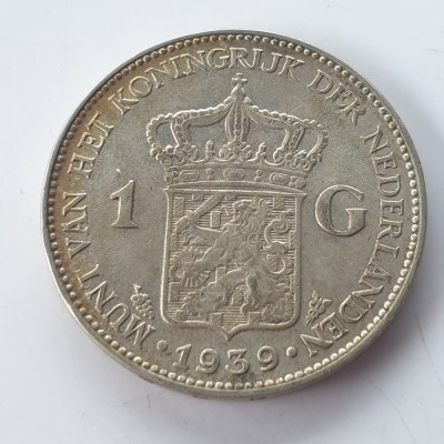 Olanda 1 gulden 1939 argint Wilhelmina foto