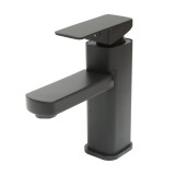 Baterie lavoar monocomanda din Otel Inoxidabil, finisaj negru mat, montaj stativ, scurgere dreapta plata cu aerator, accesorii incluse, greutate