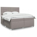 Cumpara ieftin Pat box spring cu saltea, gri taupe, 200x200 cm, textil