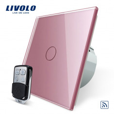 Intrerupator LIVOLO simplu wireless cu touch si telecomanda inclusa, Roz foto