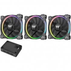 Ventilator Thermaltake Riing 12 RGB Radiator TT Premium Edition 120mm iluminare RGB set 3 ventilatoare foto