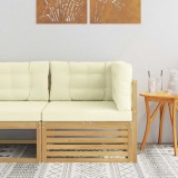vidaXL Sofa Colțar pentru Exterior Lemn Solid de Acacia Alb 901572