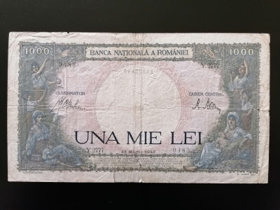 BANCNOTA-1000 LEI - 23 martie 1943-ROMANIA foto