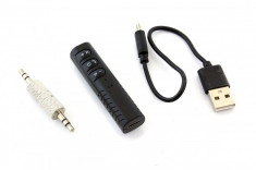 Adaptor Bluetooth Auto 12V cu Mufa Jack pentru AUX de la Masina, Microfon si Cablu USB foto